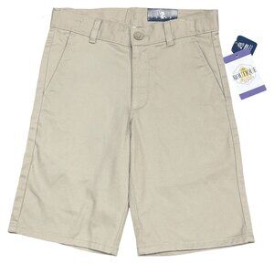 NWT IZOD Youth 10 Regular Flat Front Khaki Shorts Chino Natural Stretch Uniform